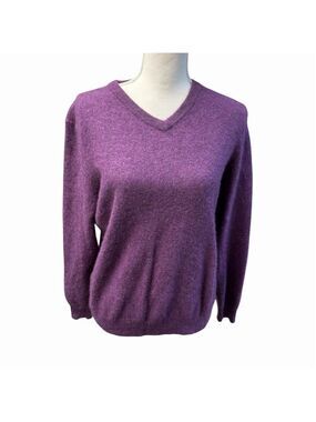 Cashmere Club Room Sweater Womens Size L Purple V-Neck Pullover Lightweight Knit